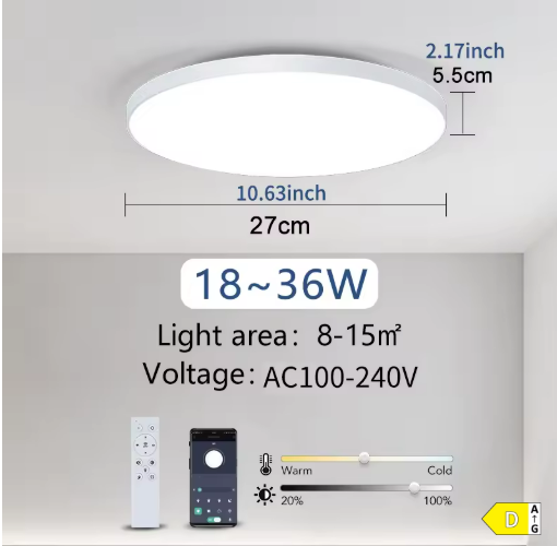 MARPOU Smart Ceiling Lamp LED - Dimmable with Remote Control